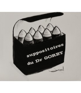 AXEL "Suppositoires du Dr Gorby" - Dessin de presse original signé.