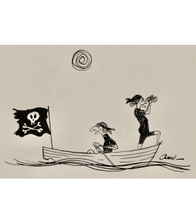 AXEL "Mamies pirates" -  Dessin de presse original signé.