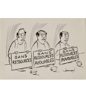 AXEL "Sans ressources" - Dessin de presse original signé.